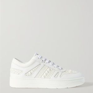 JIMMY CHOO - BRAND NEW Hawaii faux pearl-embellished leather sneakers, 37.5